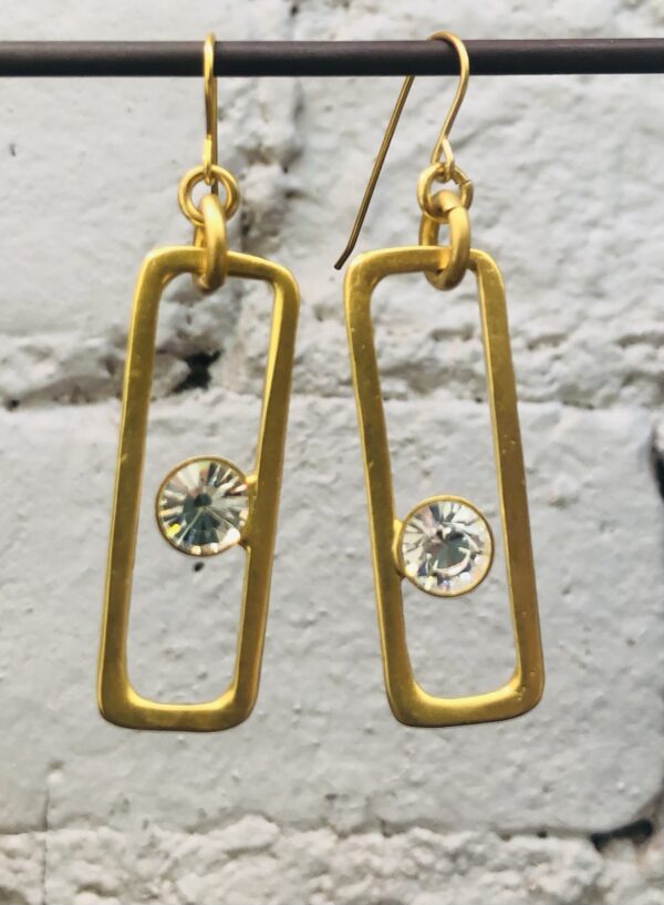 Trombone crystal earrings gold